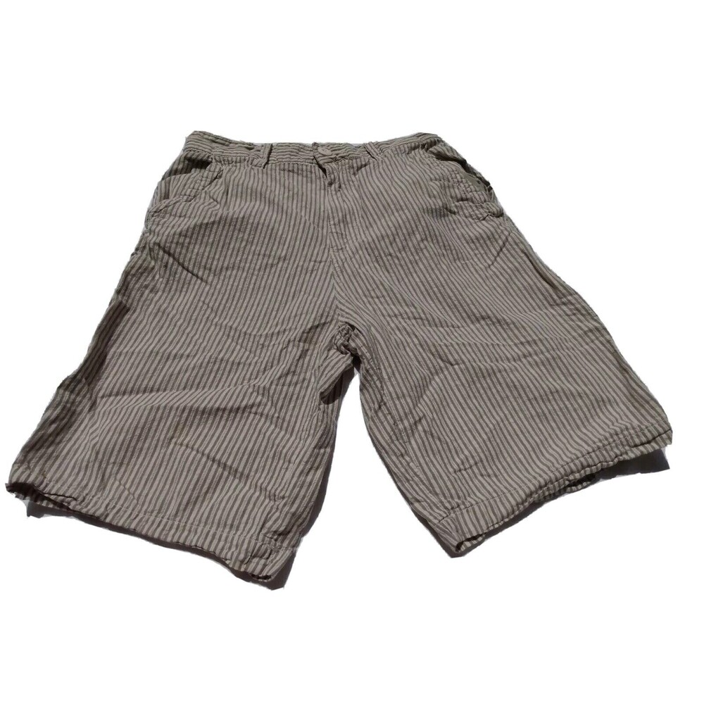 Alpine Design Men  Shorts Size 30 Cotton 5 Pockets Green Pin Striped